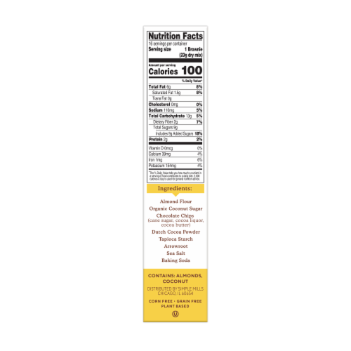 Simple Mills® Almond Flour Brownie Baking Mix Perspective: back