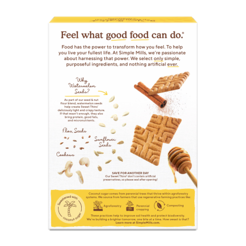 Simple Mills® Seed & Nut Flour Honey Cinnamon Sweet Thins® Cookies Perspective: back
