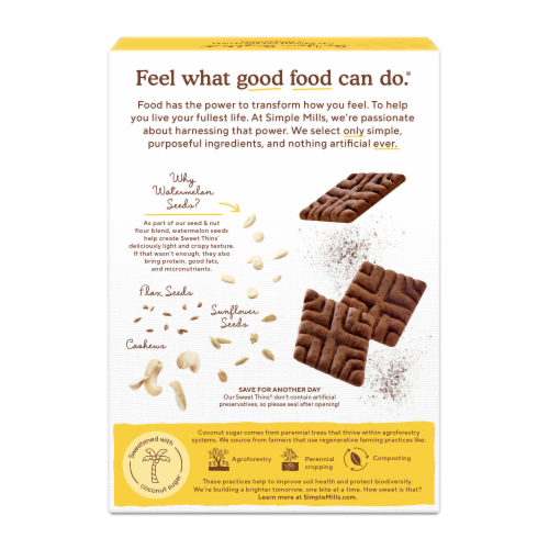 Simple Mills® Seed & Nut Flour Chocolate Brownie Sweet Thins® Cookies Perspective: back
