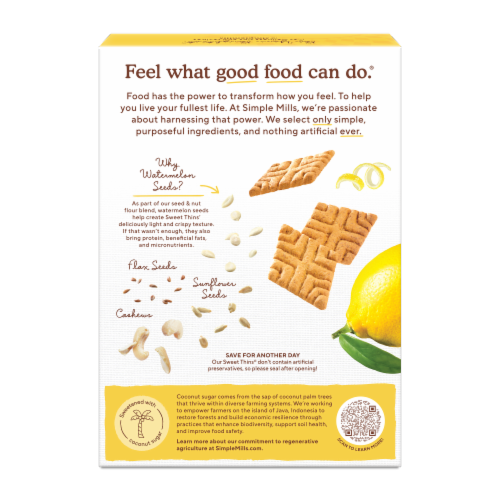 Simple Mills® Sweet Thins® Lemon Seed & Nut Flour Cookies Perspective: back