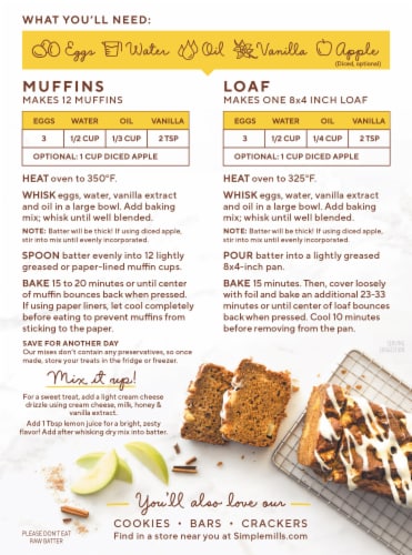 Simple Mills® Apple Cinnamon Muffin & Bread Mix Perspective: back