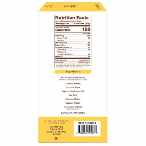 Simple Mills Almond Flour Sea Salt Crackers, 10 Ounce (2 Count) Perspective: back