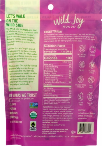 Wild Joy Banana Jerky Ginger Teriyaki Marinated Banana Slices Perspective: back