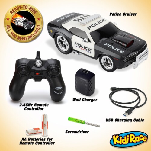 Kidirace RC Police Car Toy w Lights Sirens Boys Rechargeable