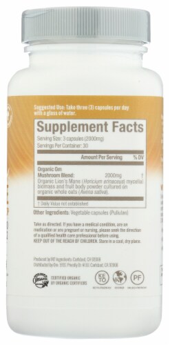 Om Mushroom Lion's Mane Mushroom Superfood Capsules 90 Count Perspective: back