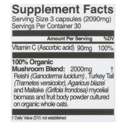 Om™ Mushroom Superfood Immune Defense Vegetarian Capsules Perspective: back