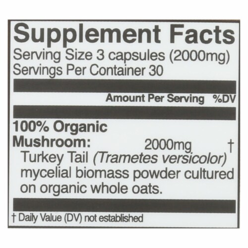 Om™ Mushroom Superfood Turkey Tail Vegetarian Capsules Perspective: back