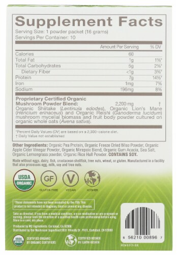 Om Mushroom Mighty Veggie Miso Broth Packets 10 Count Perspective: back