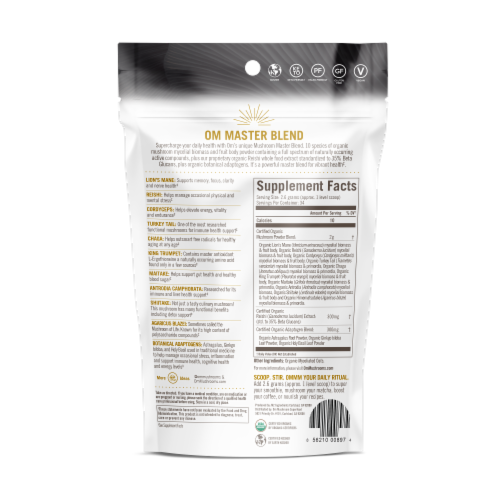 Om Mushroom Organic Master Blend Powder Perspective: back