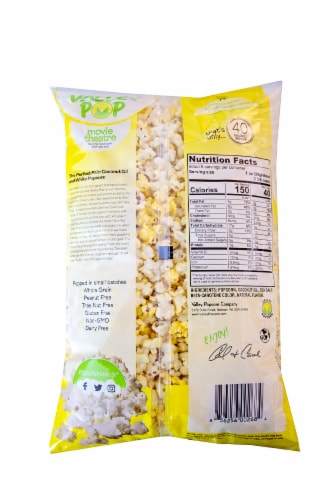 Valley Popcorn Butter Flavor Sea Salt Popcorn Perspective: back