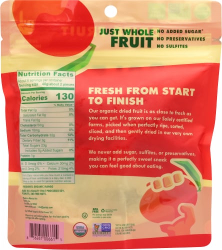 Solely - Dried Fruit Organic Mango Halves - Case of 6-8 oz. Perspective: back