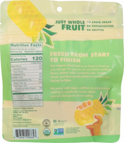 Solely - Dried Fruit Organic Pineapple Rings - Case of 6-5.5 OZ Perspective: back