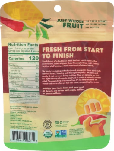 Soley® Chili & Salt Organic Dried Pineapple Rings Perspective: back