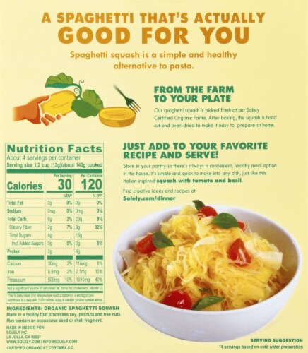 Soley® Organic Spaghetti Squash Pasta Perspective: back