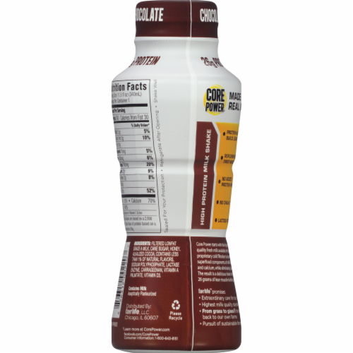 Core Power Chocolate Protein Shake Perspective: back