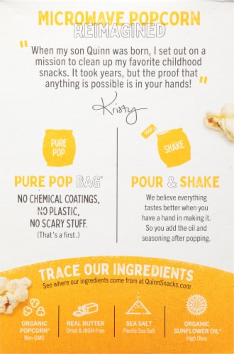 Quinn® Butter & Sea Salt Microwave Popcorn Perspective: back