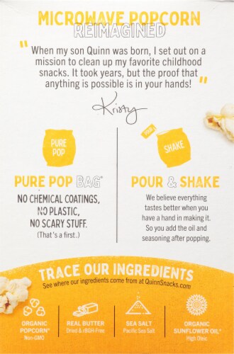 Quinn® Butter & Sea Salt Microwave Popcorn Perspective: back
