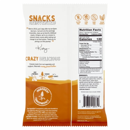 Quinn Creamy Peanut Butter Filled Pretzel Nuggets Perspective: back