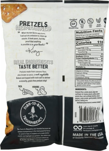 Quinn® Grain Free Cracked Pepper and Sea Salt Pretzel Chips Perspective: back