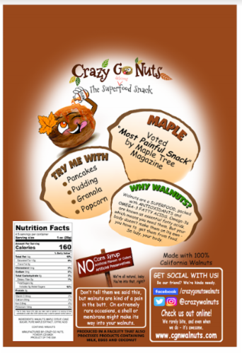 Crazy Go Nuts All-Natural Maple Gourmet Walnuts Perspective: back