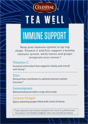 Celestial Seasonings® Tea Well Lemon Ginger Immune Support Herbal Supplement Tea Perspective: back