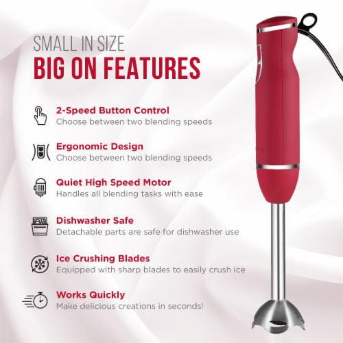 Chefman 300 Watt 2 Speed Immersion Blender - Red/Silver Perspective: back