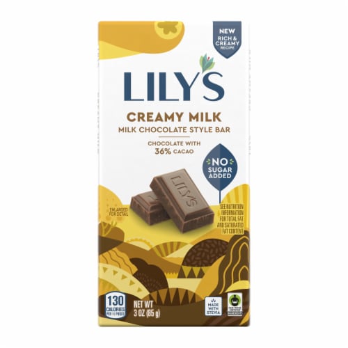 LILY'S Milk Chocolate Style No Sugar Added Sweets Bar Perspective: back