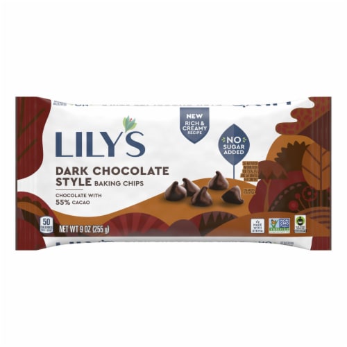 Lily's® Less Sugar Dark Chocolate Baking Chips Perspective: back