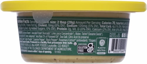 Hope Foods Organic Spicy Avocado Hummus 8 oz Perspective: back