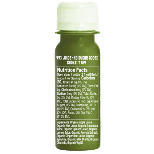 Vive Organic Detox + Immunity Supergreens Wellness Shot Perspective: back