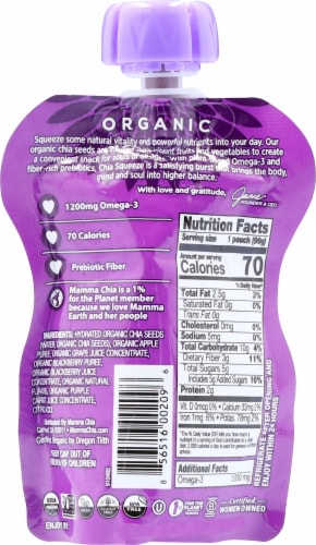 Mamma Chia® Organic Chia Squeeze® Blackberry Bliss Vitality Snack Perspective: back