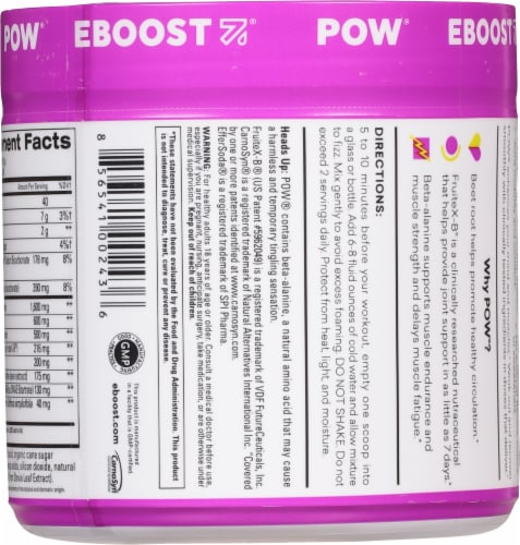 EBOOST® Berry Melon Fizz Pre Workout Superenhancer Powder Perspective: back