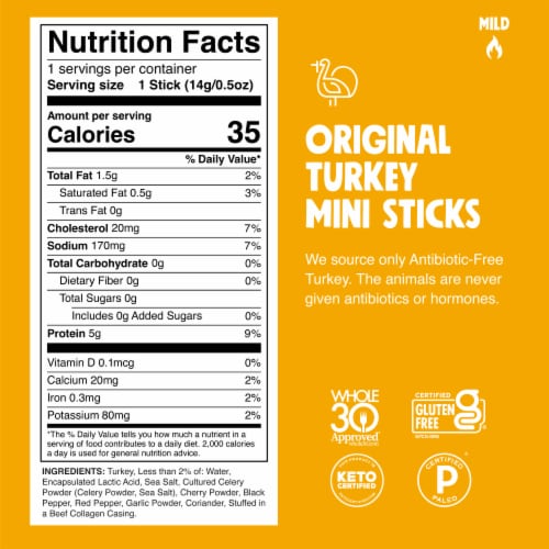 Chomps Chomplings Mild Original Turkey Mini Sticks Perspective: back