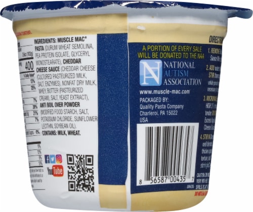 Muscle Mac® High Protein Aged Sharp White Cheddar Macaroni & Cheese Single-Serve Cup Perspective: back
