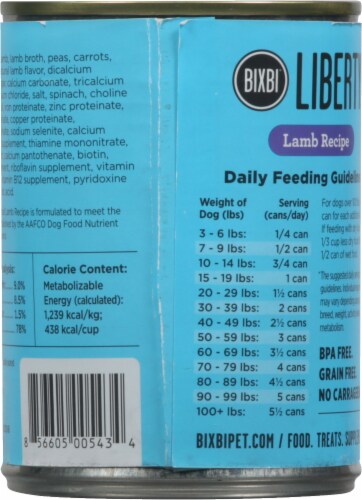 BIXBI Liberty Limited Ingredient Lamb Recipe Wet Dog Food Perspective: back