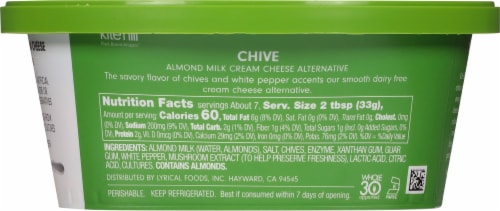 Kite Hill Almond Milk Chive Cream Cheese Style Spread Perspective: back
