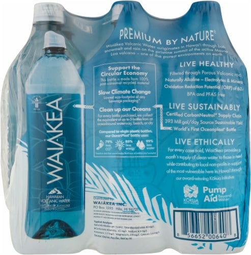 Waiakea Hawaiian Volcanic Bottled Water Bottles Perspective: back