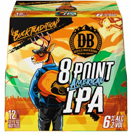 Devil's Backbone Woodsy; Crisp; Citrus Craft IPA Beer Perspective: back