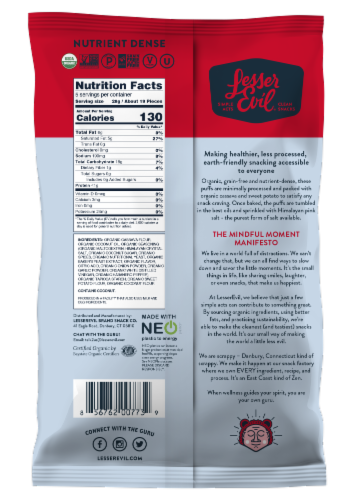 LesserEvil® Fiery Hot Paleo Puffs Perspective: back