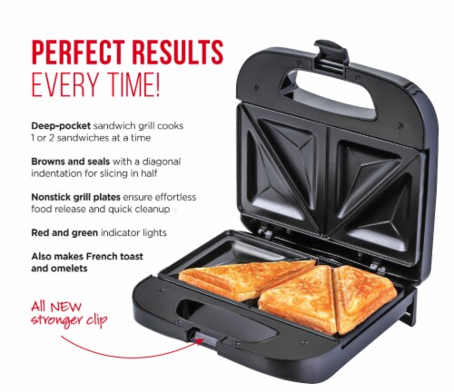 Chefman Electric Sandwich Maker Machine - Black Perspective: back