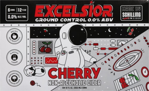 Schilling Excelsior Ground Control 0.0 % ABV Cherry Non-Alcoholic Cider Perspective: back