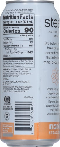 Steaz® Organic Iced Peach Green Tea Perspective: back