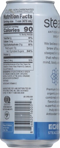 Steaz® Organic Blueberry Pomegranate Acai Iced Green Tea Perspective: back