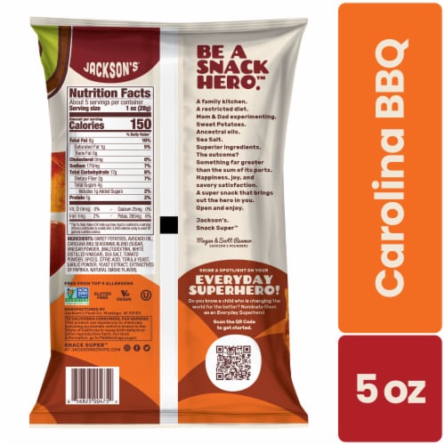 Jackson's® Carolina BBQ Sweet Potato Chips Perspective: back