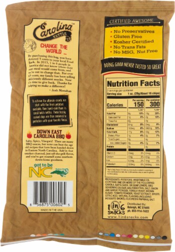 1 in 6 Snacks Bagged Carolina Down East BBQ Kettle Potato Chips Perspective: back