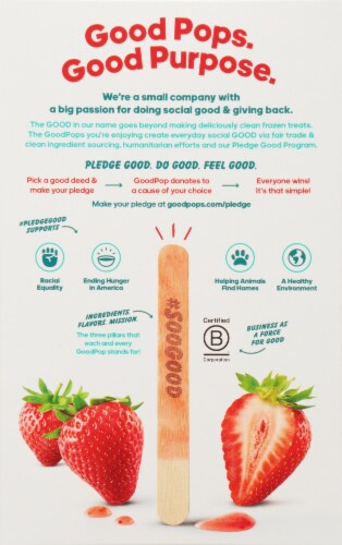 Goodpop Dairy-Free & Fat-Free Strawberry Frozen Pops Perspective: back