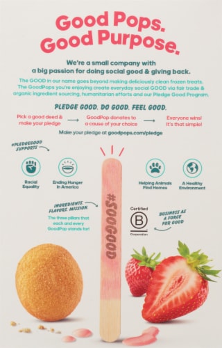 Goodpop® Organic Dairy Free Strawberry Shortcake Frozen Dessert Pops Perspective: back