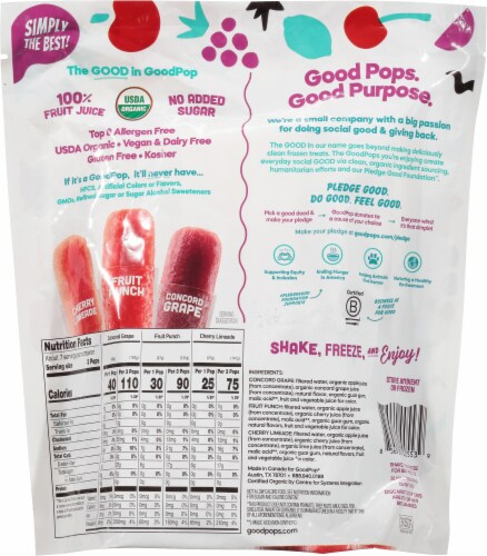 GoodPop Organic Freezer Pops - 100% Juice, No Added Sugar - 20ct 