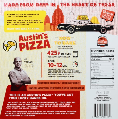 Austin's Pizza Thin Crust Pepperoni Frozen Pizza Perspective: back