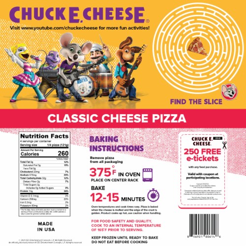 Chuck E. Cheese® Original Crust Frozen Cheese Pizza Perspective: back